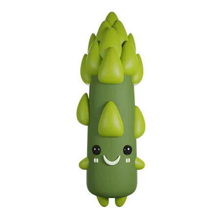 Asparagus 3 D Cute Render Character 3D Icon
