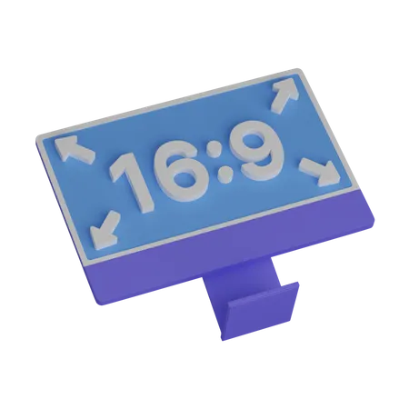 Computer With Aspect Ratio 16 9 3D Icon