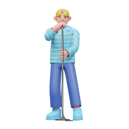 Aspiring Singer Performing On Stage  3D Icon
