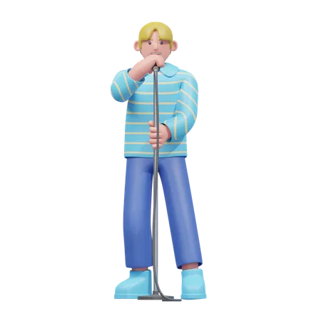 Aspiring Singer Performing On Stage  3D Illustration