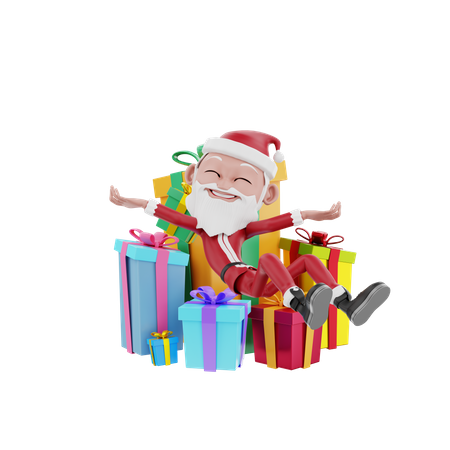 Assento de Papai Noel no presente de Natal  3D Illustration