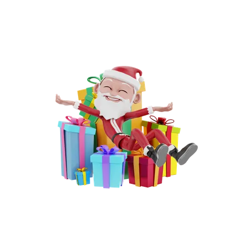 Assento de Papai Noel no presente de Natal  3D Illustration