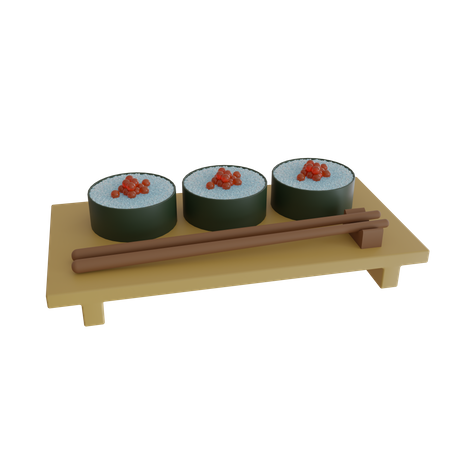 Assiette de rouleaux de sushi  3D Icon