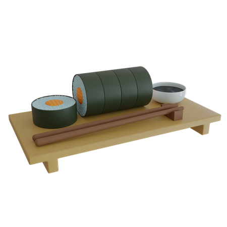 Assiette de rouleaux de sushi  3D Icon