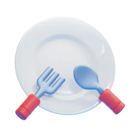 Assiette cuillère fourchette  3D Icon