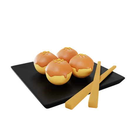 Assiette de dango japonaise  3D Icon