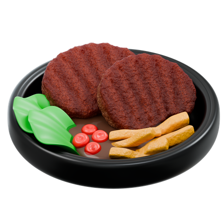 Assiette de hamburger  3D Icon