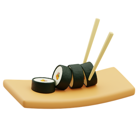 Assiette de sushi au riz  3D Icon