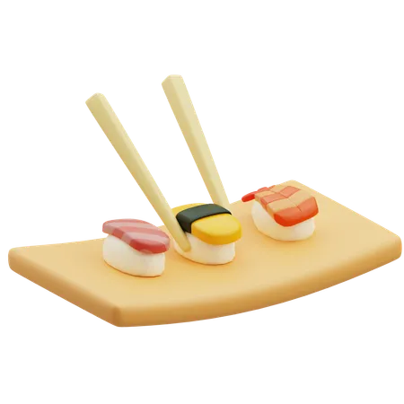 Assiette de sushi au saumon  3D Icon