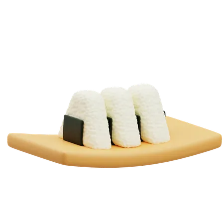 Assiette d'onigiri  3D Icon