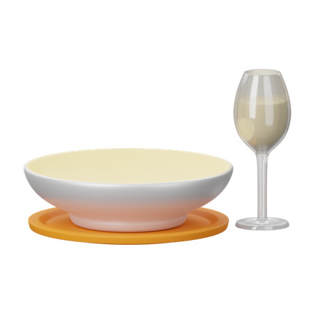 Assiette et verre  3D Icon