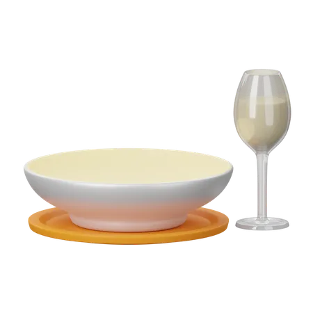 Assiette et verre  3D Icon