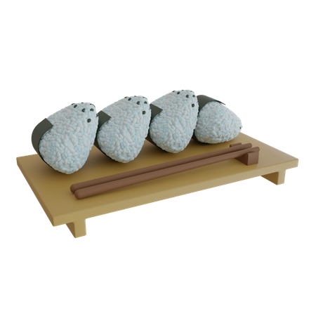 Assiette d'onigiri  3D Icon