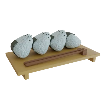 Assiette d'onigiri  3D Icon