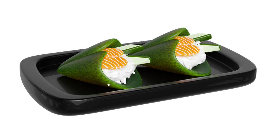 Assiette de sushi temaki  3D Icon