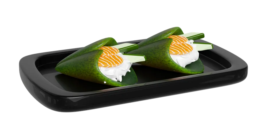 Assiette de sushi temaki  3D Icon