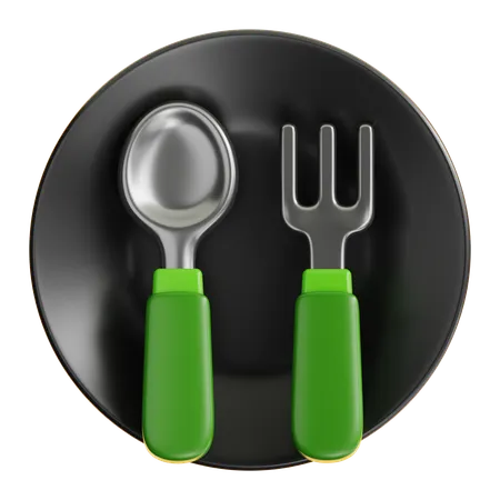 Assiettes et cuillères  3D Icon