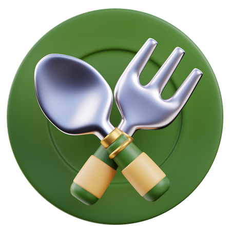 Assiettes et cuillères  3D Icon