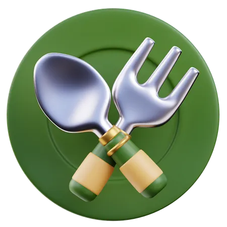 Assiettes et cuillères  3D Icon