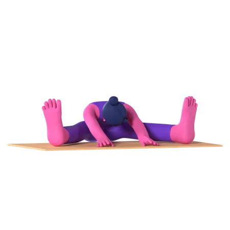 Pose de flexion vers l'avant des jambes larges assises  3D Icon