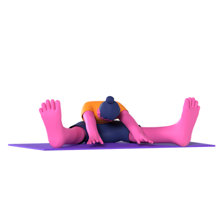 Pose de flexion vers l'avant des jambes larges assises  3D Icon