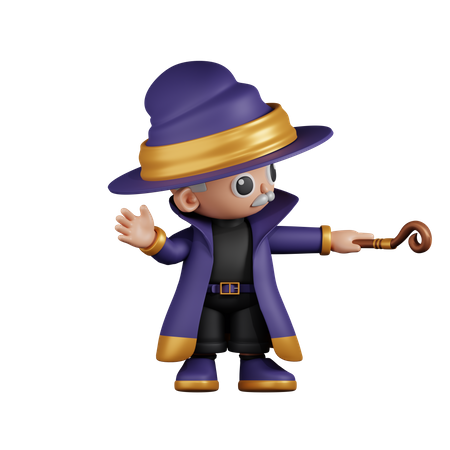 Assistente apontando para cima o bastão  3D Icon