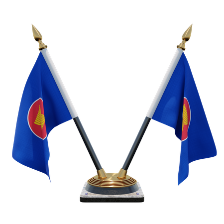 Doppelter Tisch-Flaggenständer der Association of Southeast Asian Nations  3D Flag