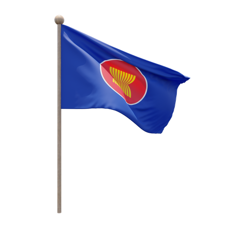 Association of Southeast Asian Nations Flag Pole 3D Illustration