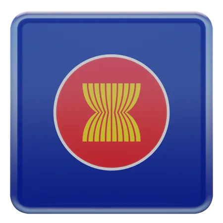 Association of Southeast Asian Nations Square Flag  3D Icon