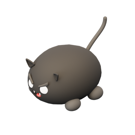 Gato preto assustador  3D Illustration