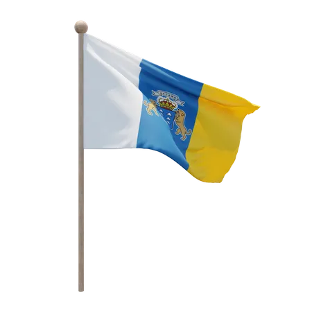 Asta de bandera de las islas canarias  3D Flag