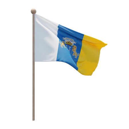 Asta de bandera de las islas canarias  3D Flag