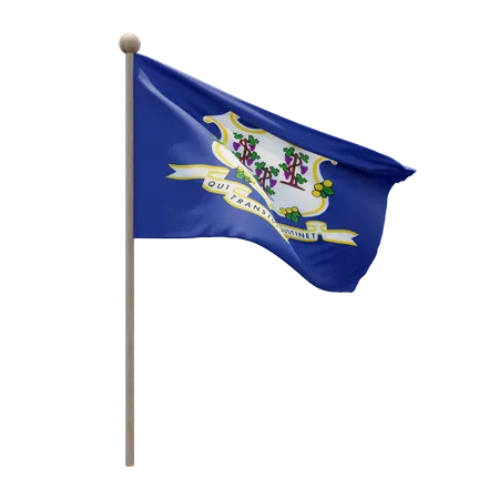 Asta de bandera de Connecticut  3D Flag