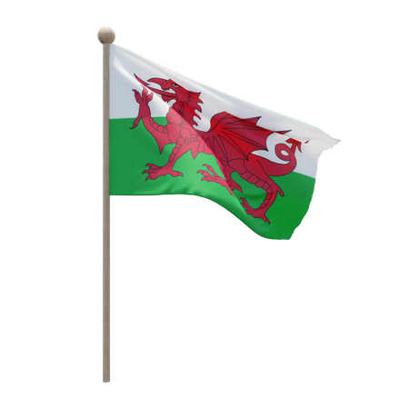 Asta de la bandera de gales  3D Flag