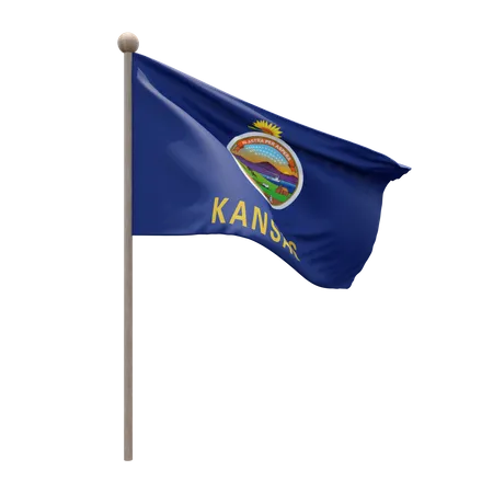 Asta de bandera de kansas  3D Flag