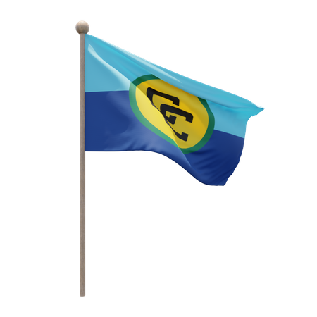 Asta de bandera de la comunidad caribeña  3D Flag