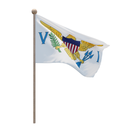 Asta de bandera de las islas vírgenes de los estados unidos  3D Flag