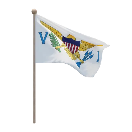 Asta de bandera de las islas vírgenes de los estados unidos  3D Flag