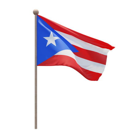 Asta de la bandera de puerto rico  3D Flag