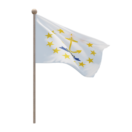 Asta de bandera de Rhode Island  3D Flag