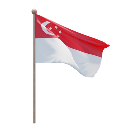 Asta de bandera de singapur  3D Flag