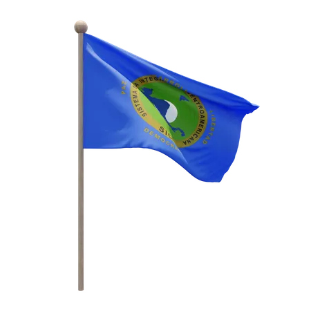 Asta de bandera del sistema de integración centroamericana  3D Flag