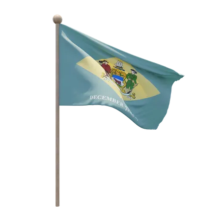 Asta de bandera de delaware  3D Flag