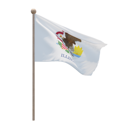 Asta de bandera de illinois  3D Flag