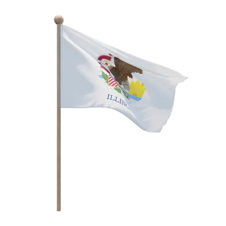 Asta de bandera de illinois  3D Flag