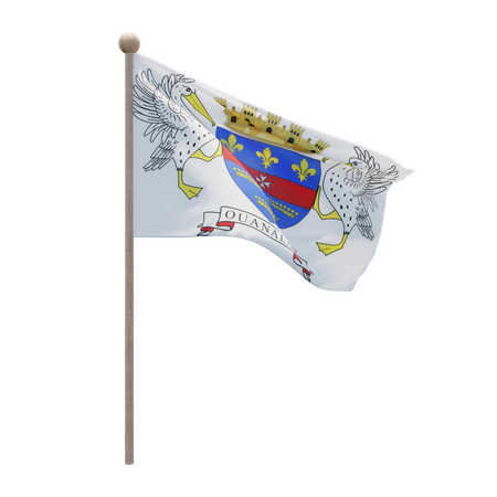 Asta de la bandera de san bartolomé  3D Flag