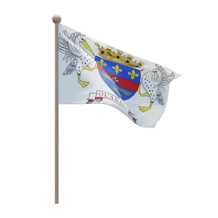 Asta de la bandera de san bartolomé  3D Flag