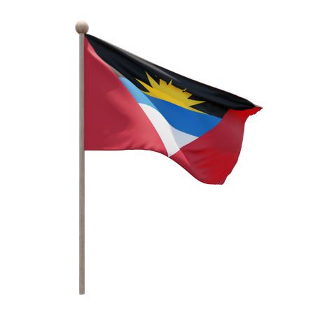 Asta de bandera de antigua y barbuda  3D Flag