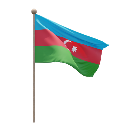 Asta de bandera de Azerbaiyán  3D Flag