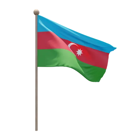 Asta de bandera de Azerbaiyán  3D Flag